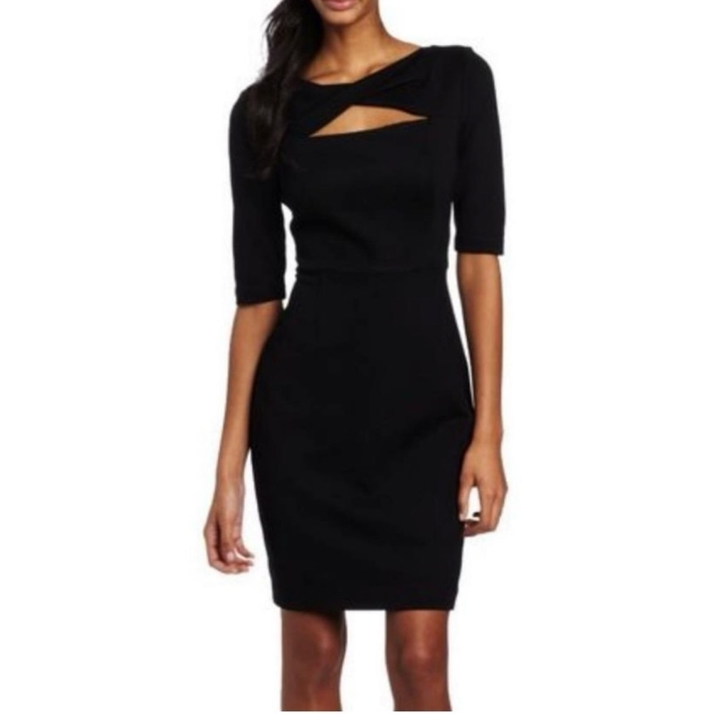 Trina Turk Romanova Ponte Bodycon LBD Dress Black Career Bus Casual Size 2